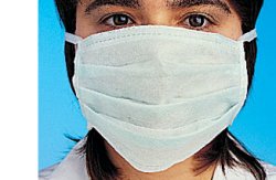 Mascherina facciale verde in tessuto non tessuto 3 strati 4 laccetti e stringinaso attabile elevato potere filtrante priva di fibre di vetro 50 pezzi
