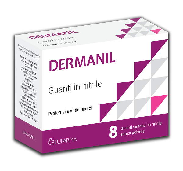 Dermanil guanti protettivi anallergici in nitrile senza polvere 8 pezzi