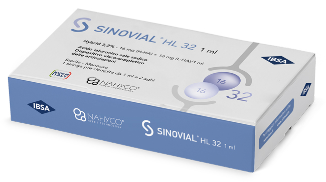Siringa intra-articolare sinovial hl 32 acido ialuronico sale sodico 16mg h-ha + 16mg h-la/1ml + ago 22 gauge + ago 29 gauge