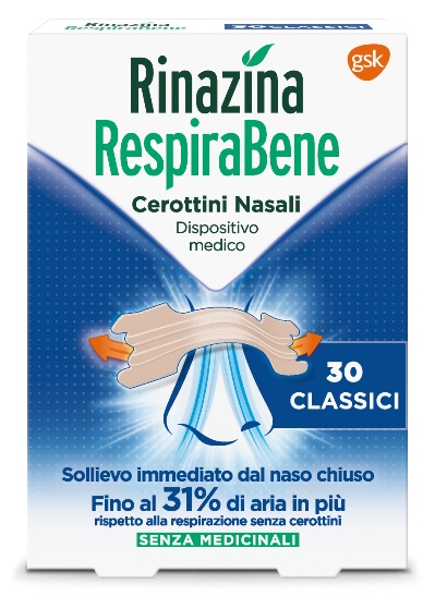 Rinazina respirabene cerotti nasali classici carton 30 pezzi