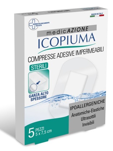 Icopiuma garza compressa medicata postoperatoria 5x7,5 cm 5 pezzi