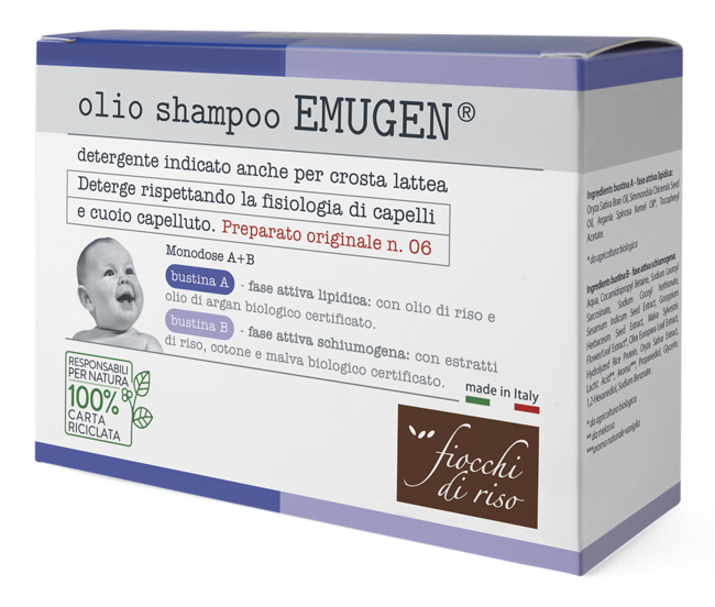 Fiocchi di riso emugen olio shampoo ultradelicato 10 bustine da 1,5 ml + 10 bustine da 3 ml