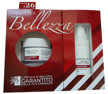 Fpr cofanetto crema lifting bellezza 1 crema illuminante 50 ml + 1 contorno occhi anti-rughe/borse/occhiaie 30 ml