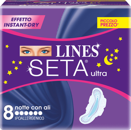 Lines seta ultra assorbenti da notte 8 pezzi