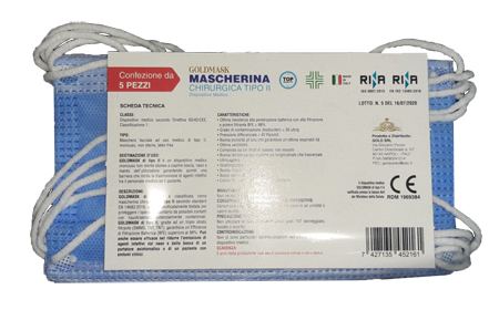 Mascherina chirurgica goldmask tipo ii 5 pezzi