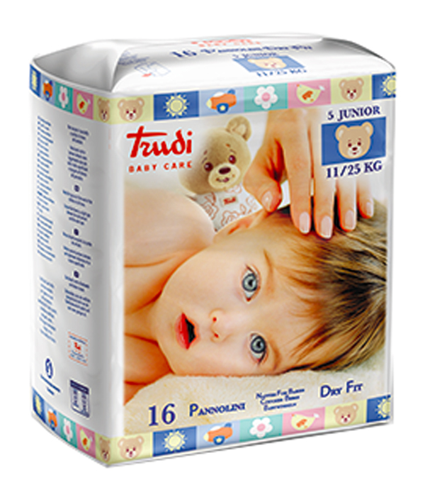Trudi baby care pannolino dry fit junior 11/25 kg 16 pezzi