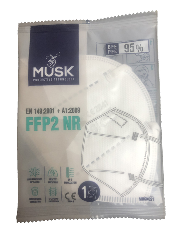 Musk semimaschera filtrante ffp2 bianco 1 pezzo