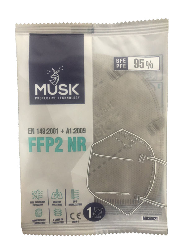 Musk semimaschera filtrante ffp2 grigio 1 pezzo