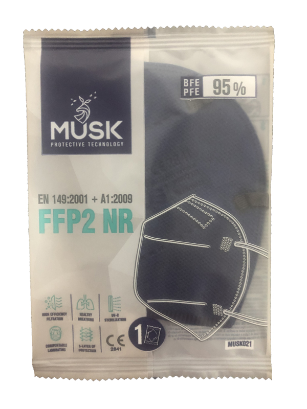 Musk semimaschera filtrante ffp2 blu navy 1 pezzo