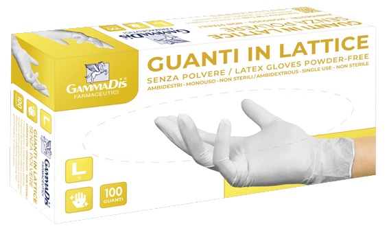 Guanti lattice con polvere medium 100 pezzi gammadis