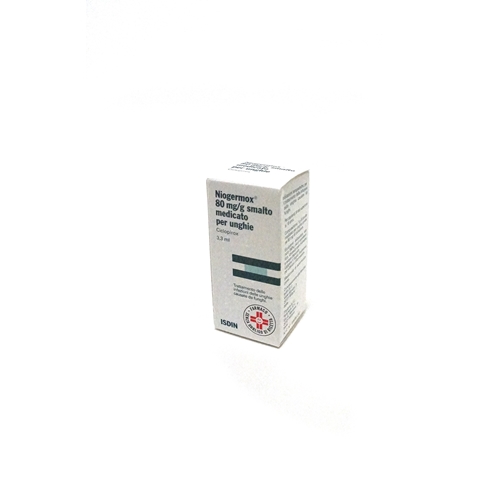 Niogermox 80 mg/g smalto medicato per unghie - flacone in vetro da 3,3ml con tappo a vite pp + pennellino applicatore