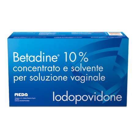 Betadine 10% concentrato e solvente per soluzione vaginale - 5 flaconi 140 ml + 5 fialoidi 10 ml + 5 cannule