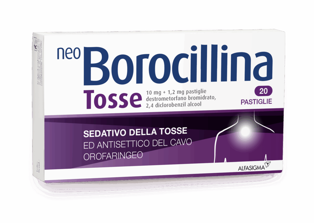 Neo borocillina tosse 10 mg + 1,2 mg pastiglie 20 pastiglie in blister pvc-pe-pvdc/al