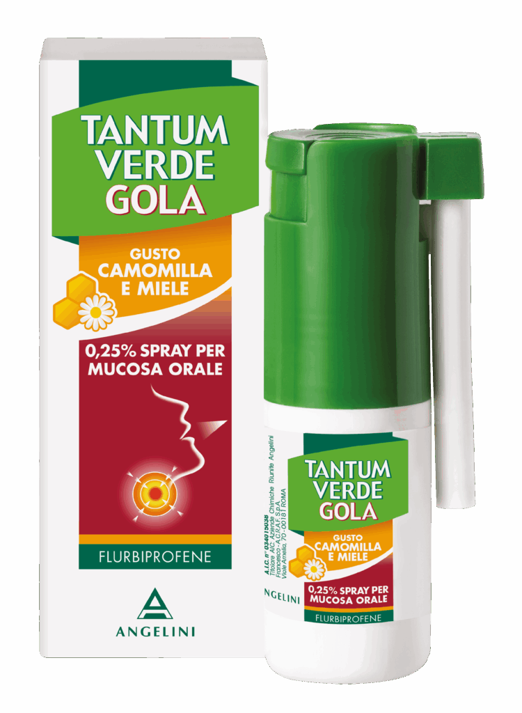 Tantum verde gola 0,25% spray per mucosa orale gusto camomilla e miele 1 flacone pe con pompa dosatrice da 15 ml