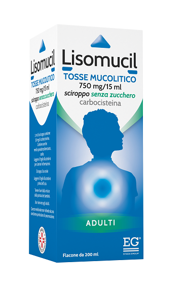 Lisomucil tosse mucolitico 750 mg/15 ml sciroppo senza zucchero - flacone 200 ml